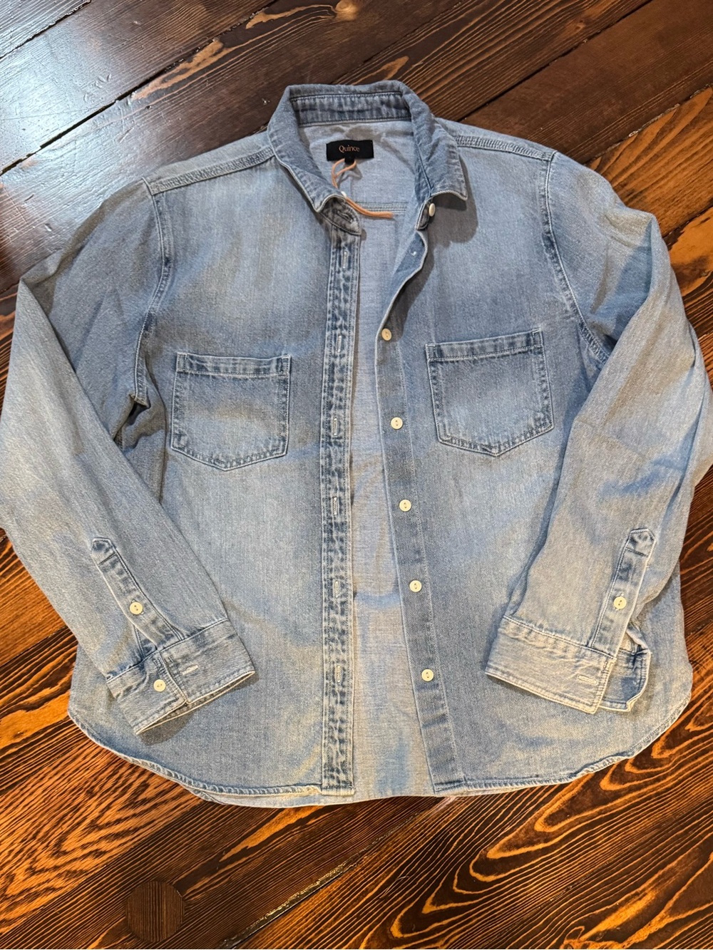 Quince Light Blue Denim Button-Down Shirt